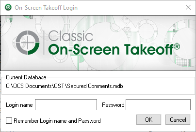 OST database log in screen