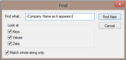 Searching the Windows Registry for company name