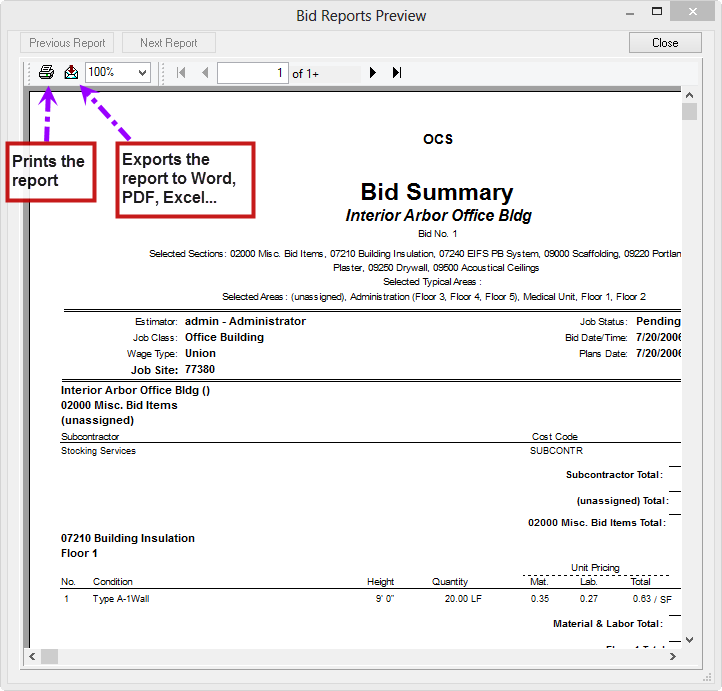 QB - 12.08 Printing and Exporting Bid Reports | On Center Software Support