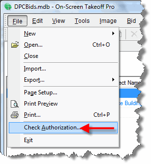 Opening the check Authorization-Licensing dialog box