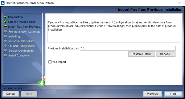 LMAdmin installation - do you want to import files from a previous installation?