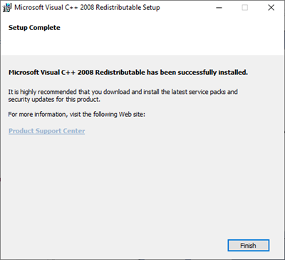 Microsoft Visual C++ Installation - Setup Complete