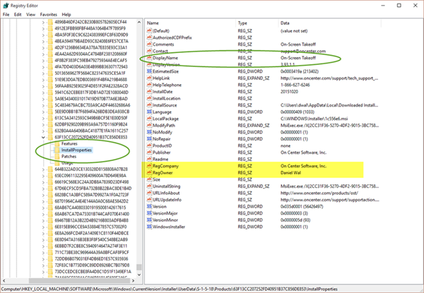 Changing the OST Registered Name in Windows Registry