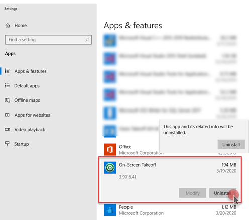 Windows 10 Apps & Features list