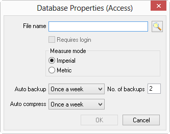 OST Database properties dialog box (Access database)
