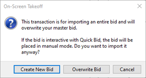 OST Import OSP Bid Package Update or New Prompt