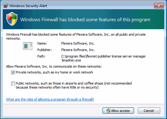 flexlm firewall ports